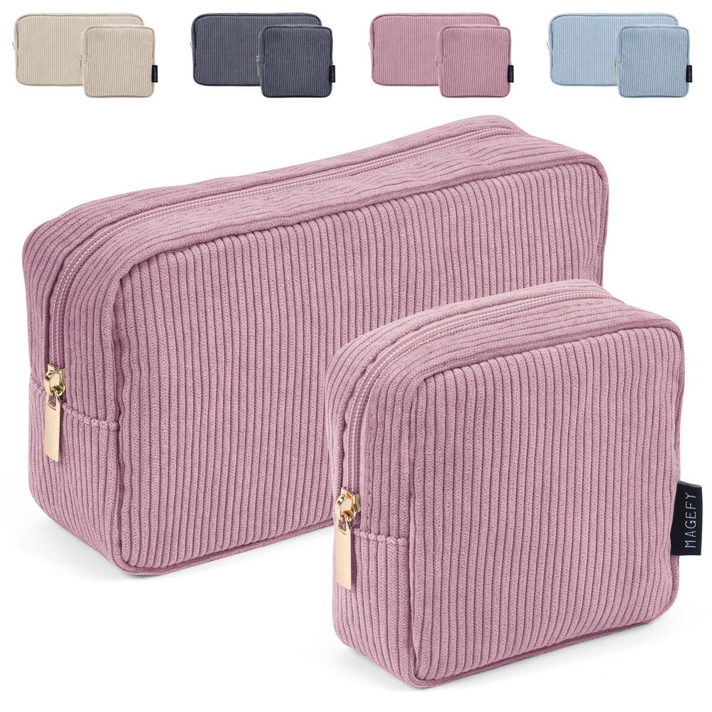 Makeup Bag For Purse, 2 Pcs Corduroy Cosmetic Bag For Women Small Travel😗